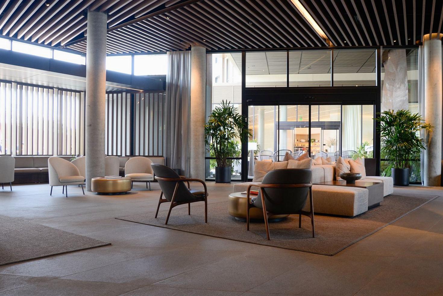 Modern hotel lobby lighting
