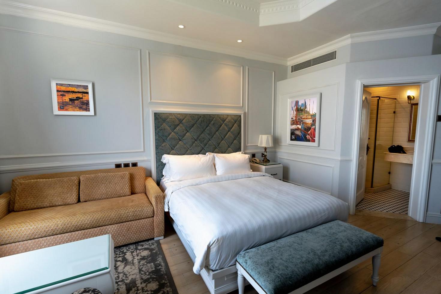 Cozy hotel room sofa area