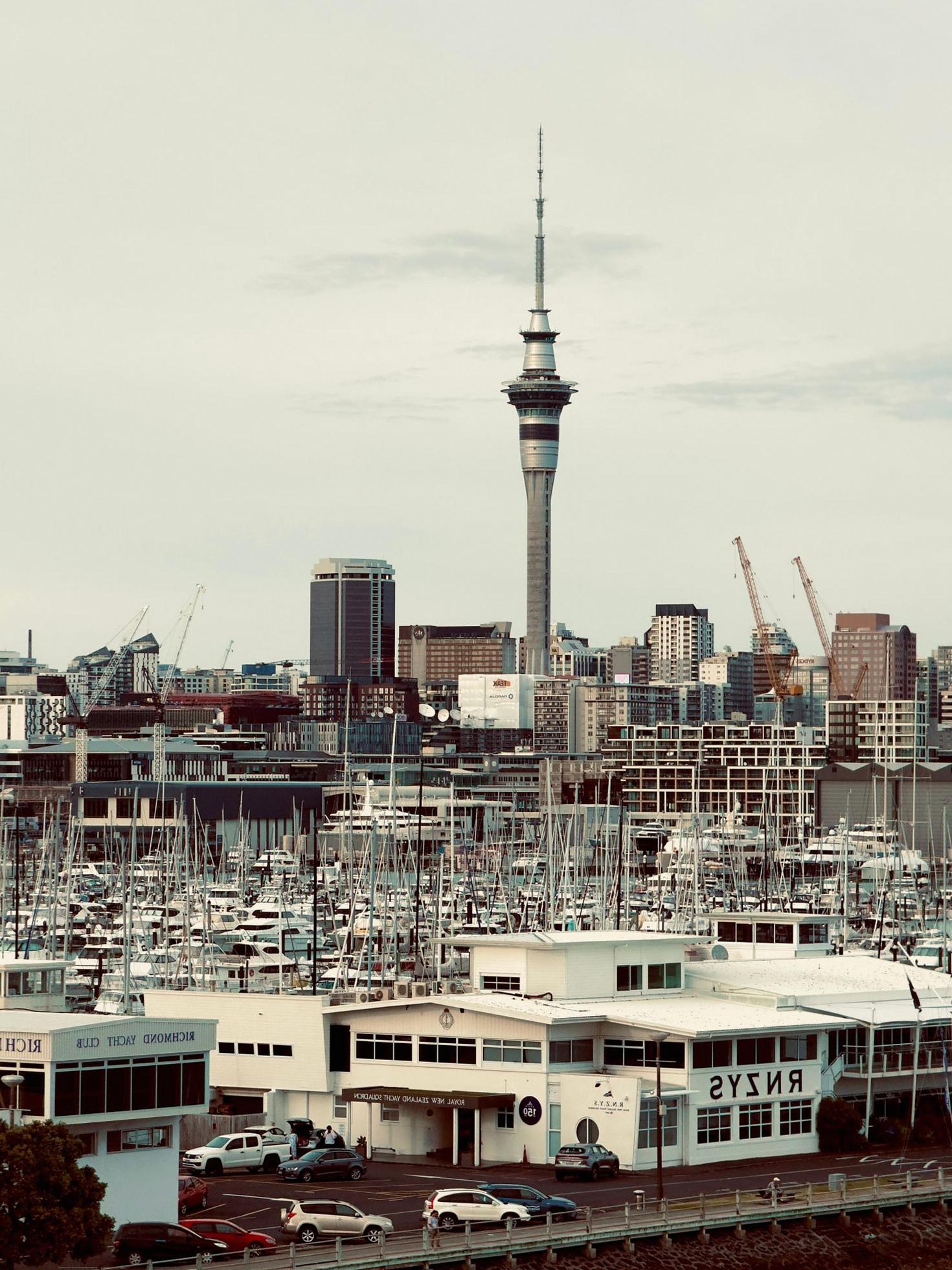Auckland Sky Tower harbor view